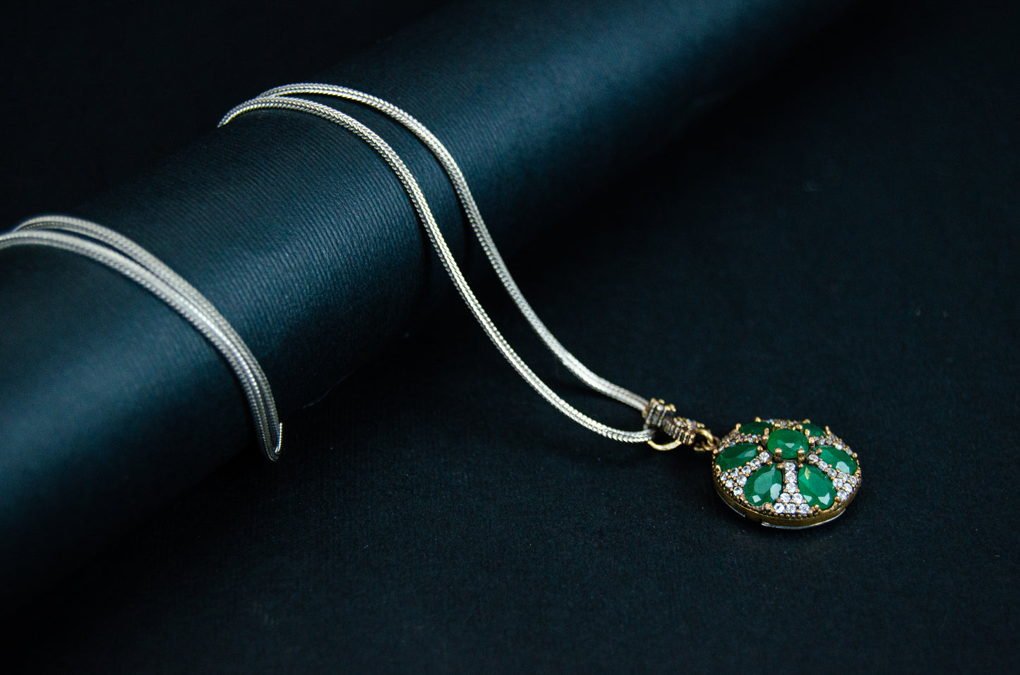 Green Clover Silver Necklace