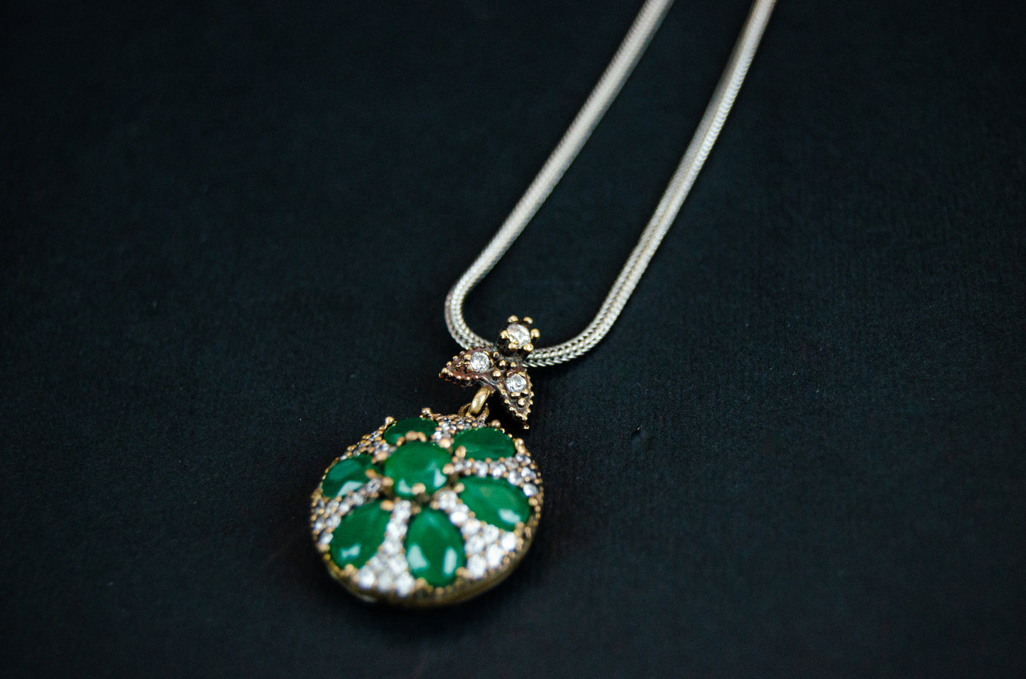 Green Clover Silver Necklace