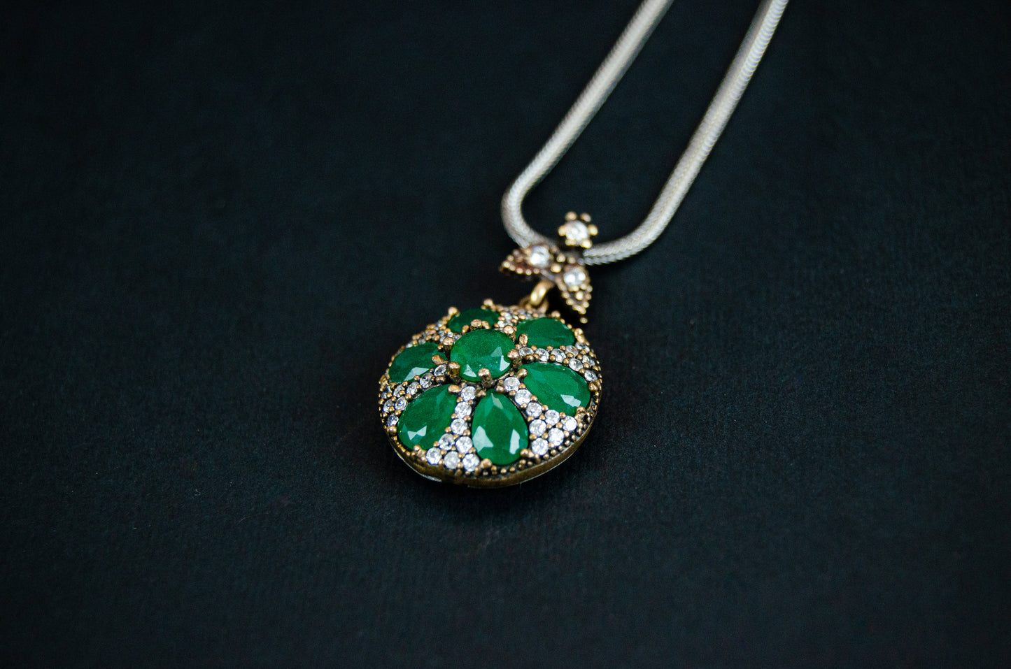 Green Clover Silver Necklace