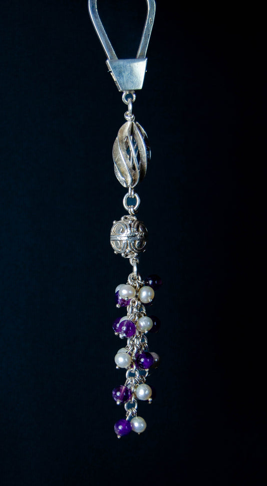Purple & Pearl Crystal Keychain