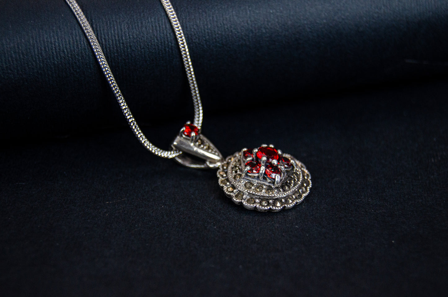 Crimson Red Gem Necklace