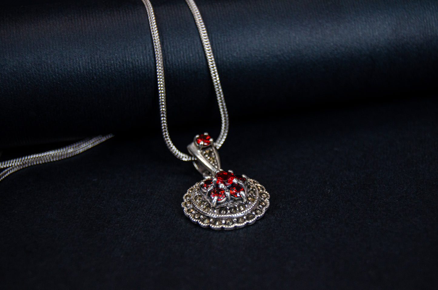 Crimson Red Gem Necklace