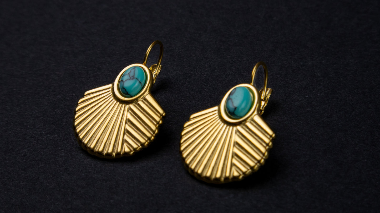 Turquoise Feather Earrings