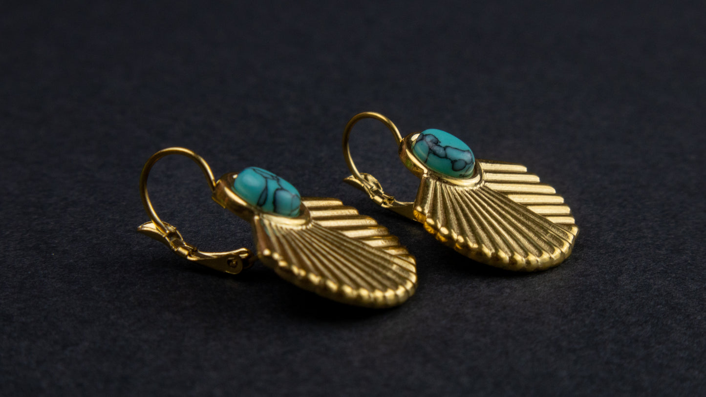 Turquoise Feather Earrings