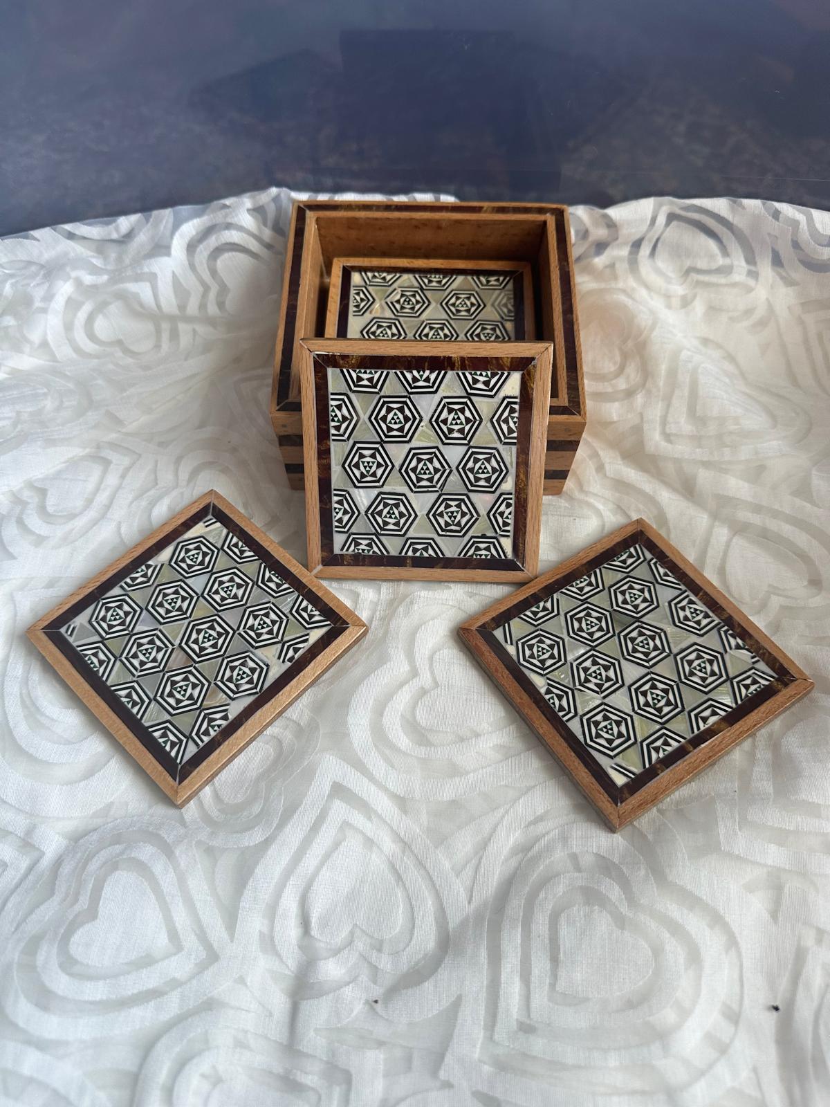 Beechwood Coaster Set